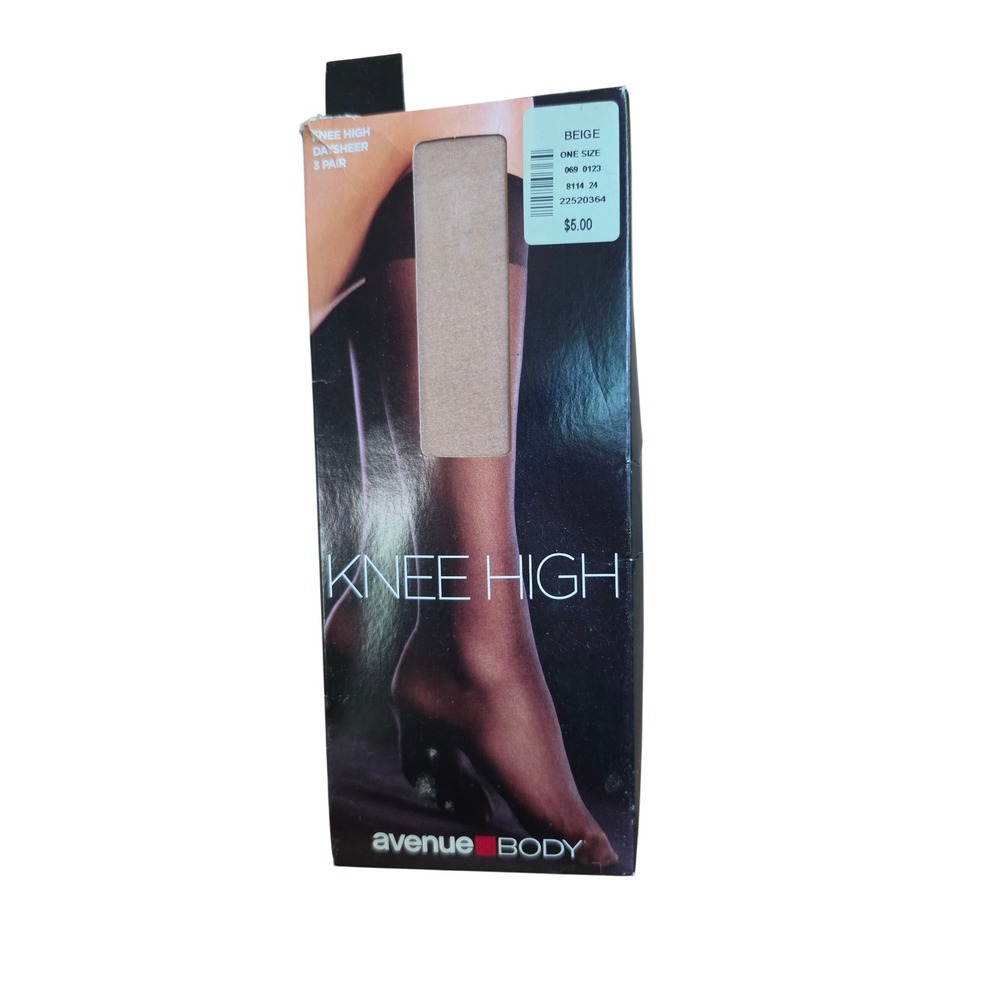 NOS One Pair Avenue Body Daysheer Knee Highs Plus size ONLY ONE PAIR New